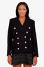 Balmain Black Wool Double Breasted Blazer Size 40