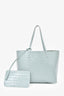 Mansur Gavriel Blue Croc Embossed Tote with Pouch
