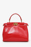 Fendi Red Patent Leather Peekaboo Mini Satchel Bag With Strap