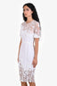 Dolce & Gabbana White Linen Blend Floral-Lace Midi Dress Size S