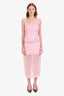 Camila Coelho Pink Chiffon Sheer Bustier Top + Midi Skirt Set Size S