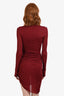 Helmut Lang Burgundy Ruched Long Sleeve Midi Dress Size S