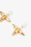 Louis Vuitton Gold Tone Faux Pearl 'Louisette' Stud Earrings