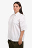 Prada 2021 White Solid Poplin Zip-Up Short Sleeve Blouse Size 44