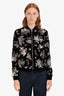 Saint Laurent 2018 Runway Black Velvet Sequin Floral Bomber Jacket Size 36