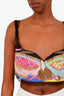 Versace Black/Pink Lace Trimmed Printed Bra Top Size 44