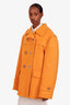 Gucci Orange Quilted Lined Double Breasted GG Button Peacoat Estimated Size L