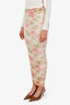 Paco Rabanne Green/Red Rose Cotton Midi Length Dress Size M