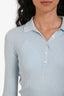 Frame Light Blue Ribbed Cropped Long Sleeve Polo Size XS