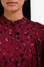 Ba&sh Burgundy Printed Long Sleeve Button Down Blouse Size 0