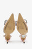 Mach & Mach Pink Satin Crystal Pointed Heels Size 39.5