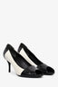 Gucci Black Patent Leather/White Suede Peep Toe Heels Size 37