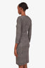 Weekend Max Mara Black/White Houndstooth Ruched Long Sleeve Midi Dress Size S