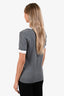 Theory Grey Wool/White Cotton Trim Short Sleeve Top Size L
