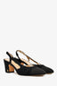 Pre-loved Chanel™ Black Tweed Cap Toe Slingback Heels Size 37.5