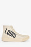 Louis Vuitton Cream Canvas Logo High Tops Size 6 Men's