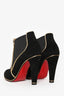 Christian Louboutin Black Suede Gold Piping Bootie Size 37