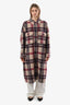 Isabel Marant Etoile Purple/Navy/Beige Tartan Pattern Long Coat Size 2