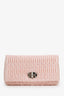 Miu Miu Pink Satin Nappa Matelassé Crystal Flap Bag