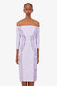 Greta Constantine Lavender Ruffle Detail Midi Dress Size L