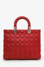 Christian Dior 2012 Red Cannage Lambskin Large Lady Dior with Strap