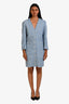 Maje Blue Tweed Crystal Button Blazer Dress Size 40