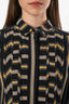 Chloe Black/Multi Silk Striped Button Shirt Size 36