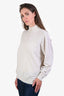 Brunello Cucinelli Cream Cashmere Sequin Embroidered Mock Neck Sweater Size M