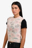 Sandro Pink Floral Print Mohair Blend Crewneck Sweater Vest Size 1
