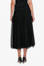 Christian Dior Black Tulle Pleated Polka Dot Midi Skirt Size 8