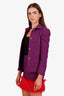 Saint Laurent Purple Tweed Blazer + Feather Trim Mini Skirt Set Size 34