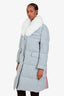 Thom Browne Grey Wool and Fox Fur Hooded Puffer Coat Size 40