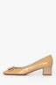 Salvatore Ferragamo Nude Patent Vara Pump Block Kitten Heels Size 7.5