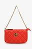 Versace Orange Quilted Leather Medusa Mini Pochette