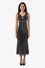 Self-Portrait Black Diamante Fishnet Rhinestone Midi Dress Size 0