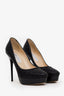 Jimmy Choo Black Sequin Round Toe Platform Heels Size 36.5
