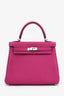 Hermès 2018 Rose Pourpre Togo Leather Retourne Kelly 25 Top Handle With Strap