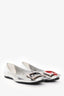 Roger Vivier Silver Leather Gommette Love Ballerina Flats Size 8