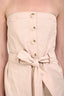 L'Academie Pink Cotton Button Down Belted Strapless Dress Size S