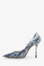 Jimmy Choo Black/White Canvas Printed Pointed Toe Heels Size 38