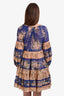 Zimmermann Blue/Peach Cotton Tiered Long Sleeve Mini Dress Size 1 with Slip