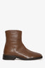 Lemaire Brown Piped Leather Zip Boots Size 37