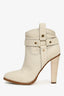 Jimmy Choo Cream Leather Western Style Heeled Ankle Boot Size 38