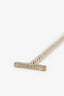Collier chaîne Chanel 16B en métal doré avec cuir noir entrelacé, médaillon CC et fermoir à bascule
