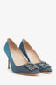 Manolo Blahnik Iridescent Glitter Crystal Buckle Hangisi 90 Pumps Size 39
