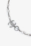 Pre-loved Chanel™ 23B Palladium-Plated Faux Pearl & Strass CC Heart Necklace