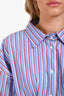 Erika Cavallini Blue/Red Cotton Striped Cinched Waist Long Sleeve Top Size 44