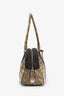 Olive/Brown Leather & Lizard Trim Tessuto Nylon Bauletto Shoulder Bag
