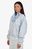 Alexander Wang Grey Prestyled Slashed Hoodie with Blue Cropped Shirt Dickie Size S
