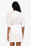 Sandro White Satin Floral Short Sleeve Button Up Dress Size 36
